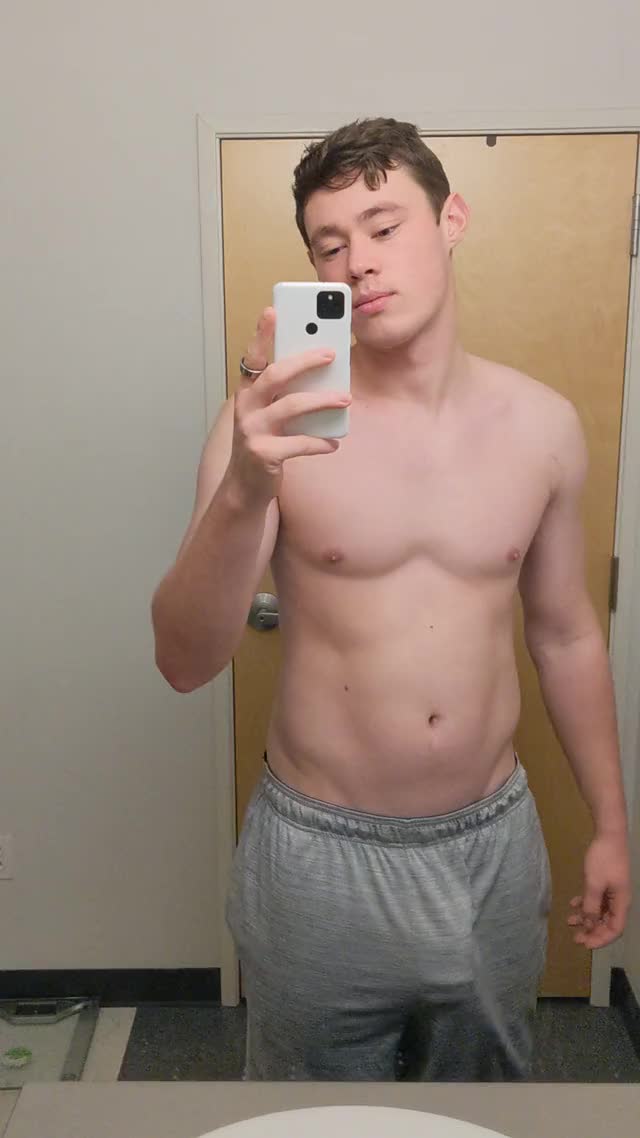 Shaking it in my grey shorts