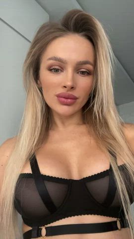 big tits blonde homemade lingerie lips gif