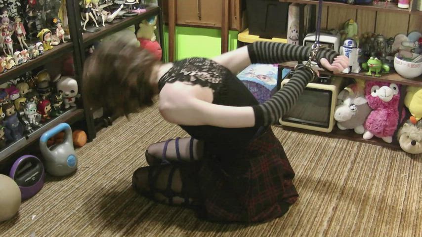 bdsm bondage clothed gagged glasses handcuffed ropes trans trans woman gif