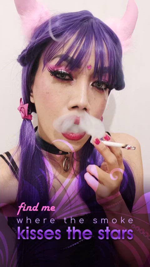 babe cosplay femdom fetish goddess lipstick fetish smoking smoking-fetish gif