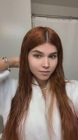 Brazilian Flirt4Free OnlyFans Redhead Sensual Smoking TikTok gif
