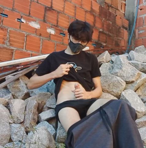 cumshot jerk off male masturbation masturbating public twink gif