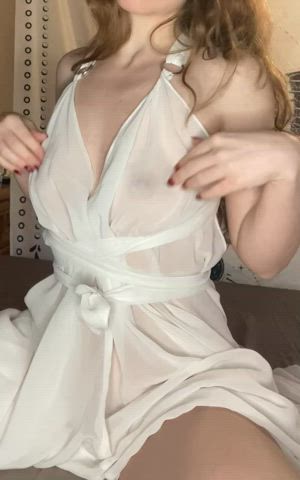 babe jiggling nofacegirl onlyfans redhead see through clothing small nipples small