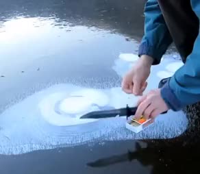 Burning methane trapped under the ice
