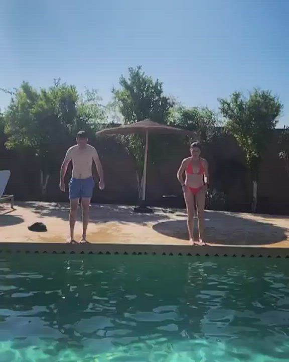 Boobs Jiggling Pool gif