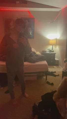femboy gym striptease gif