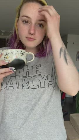 I’ll let you play with my tits while we have our morning coffee :)