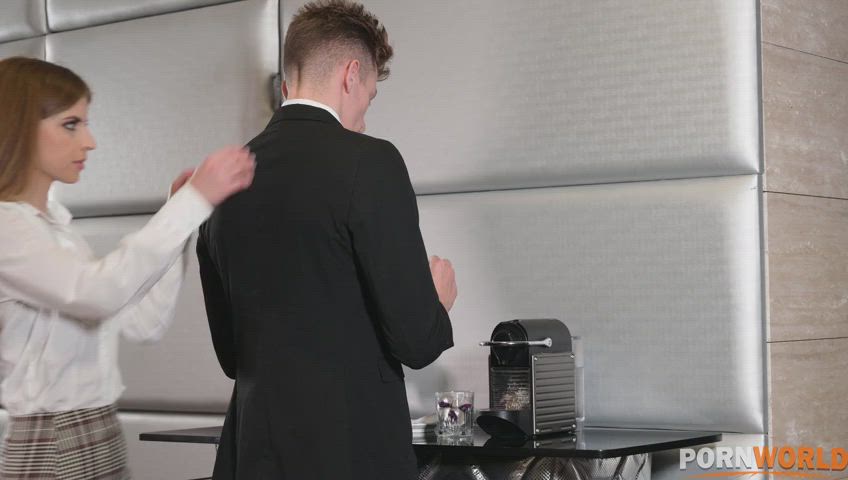 Sexy Secretary Emelie Crystal Lets Colleague Bang All Her Holes