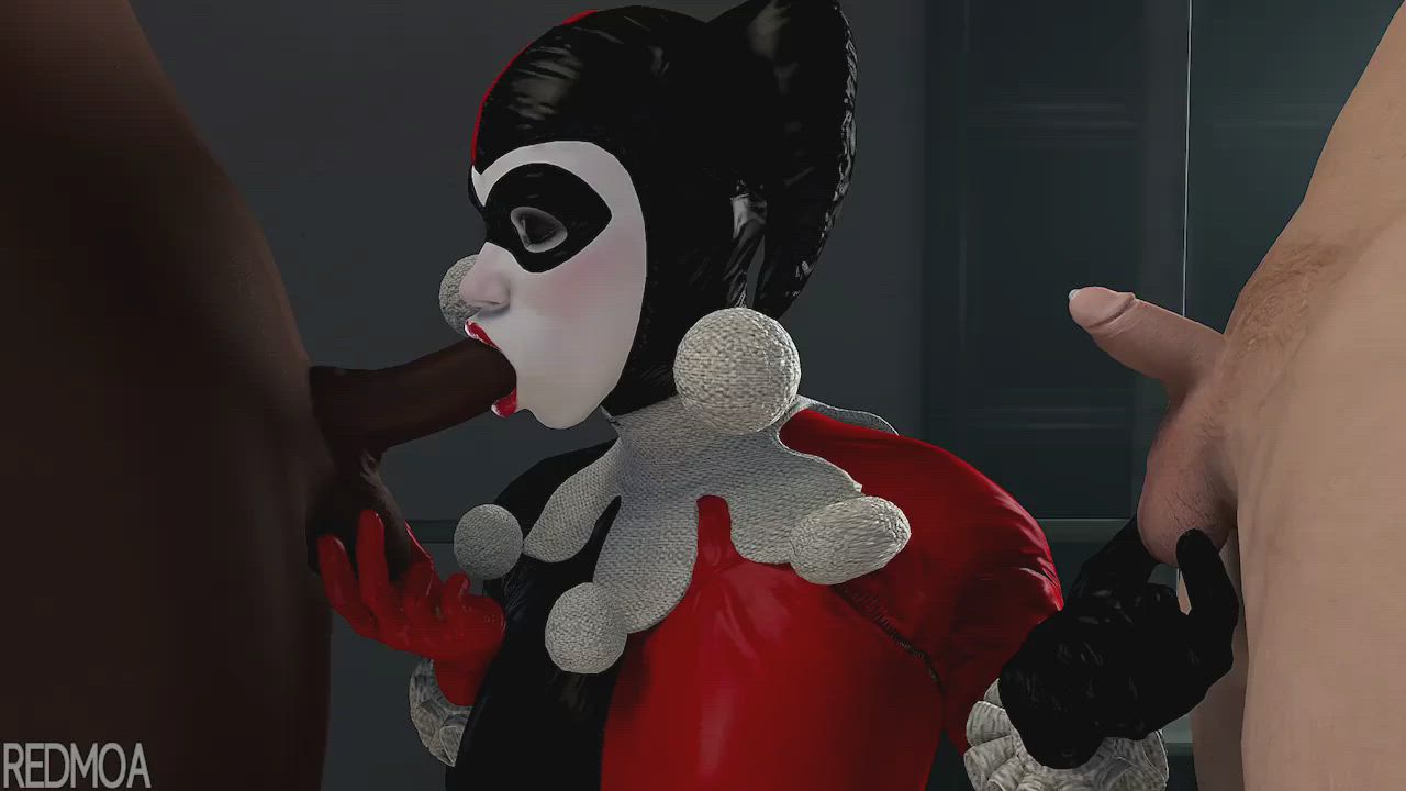 3d blowjob clothed harley quinn interracial rule34 squeezing gif