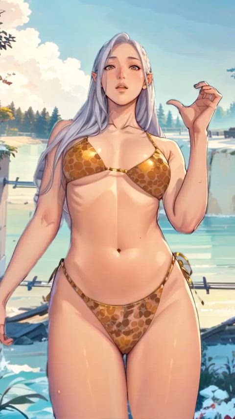 animation anime bikini dance dancing ecchi elf hentai white hair animated-sex ecchi-anime