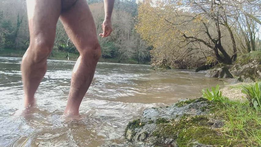 erection male masturbation naked nudist outdoor gif