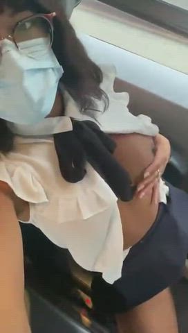 Tgirl Jerking off in public transport