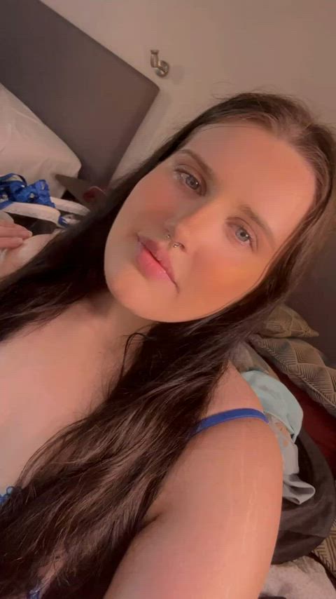bbw blue blue eyes lingerie milf nsfw nipple piercing onlyfans gif