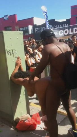 On The Street Infront Of A Crowd