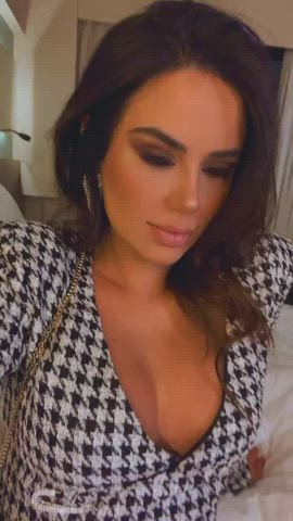 Boobs Brazilian Brown Eyes Brunette Dani Dress Facial Goddess Tease gif