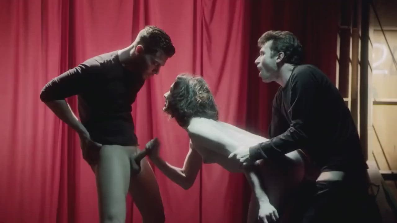 Brunette Cute Handjob Skinny Small Tits Stoya Threesome gif