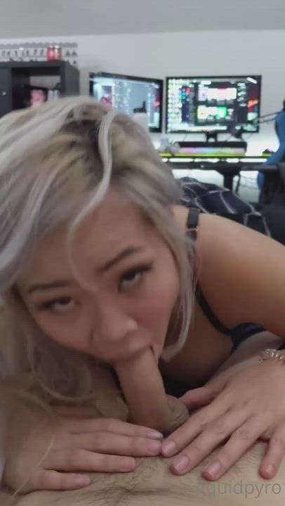 Amateur Asian Blowjob Cute Deepthroat Homemade OnlyFans POV gif
