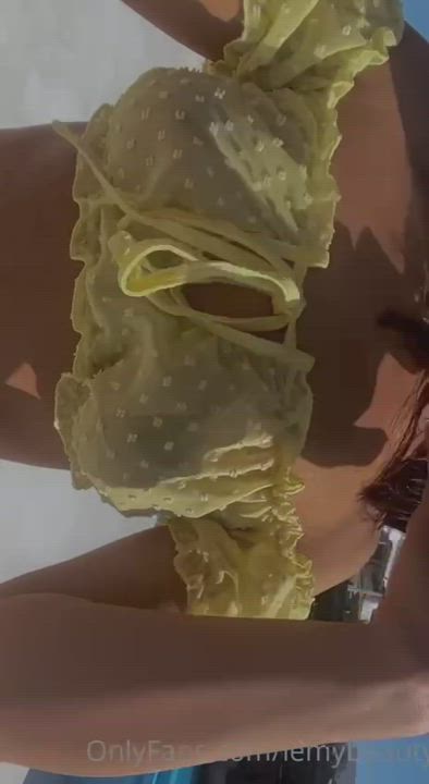 Boobs Outdoor See Through Clothing gif