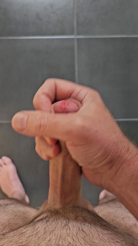 amateur cock cum cumshot homemade jerk off male masturbation masturbating solo uncut