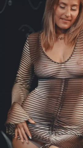 see through clothing tease tits gif