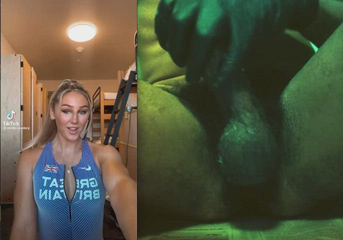 bbc babe babecock big dick blonde fitness legs precum thighs tribute gif