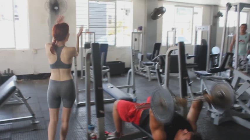 amateur clothed gym gif