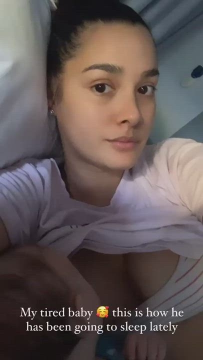 Australian Breastfeeding Brunette gif