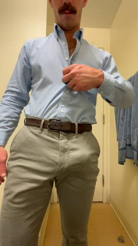 Slowly undoing my dress shirt…keep watching for the belt and more 😉