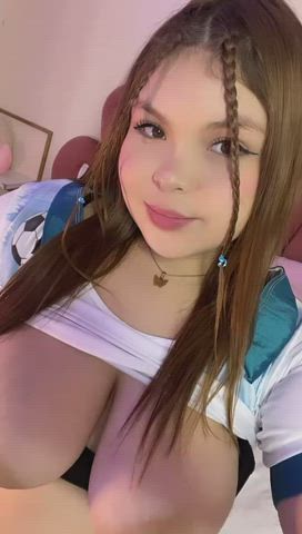 bbw big tits boobs chubby cute kawaii girl nsfw nipples white girl gif