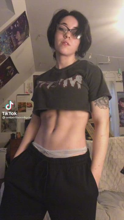 Fitness Glasses Muscular Girl Nerd gif
