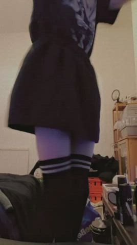 Fine I guess you can look what's under my skirt