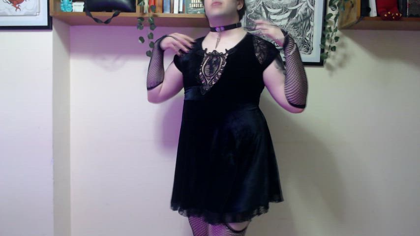 alt amateur dress femboy fishnet goth onlyfans softcore trans transgender gif