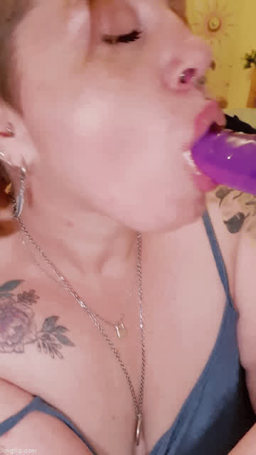 bbw blowjob dildo drool hotwife milf redhead sloppy gif