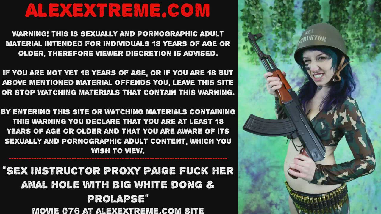Sex Instructor Proxy Paige fuck her anal hole with big white dong &amp; prolapse
