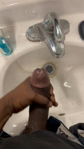 amateur bbc cock cumshot jerk off masturbating public solo r/holdthemoan gif