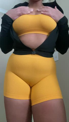 Do you like how they bust out of this sports bra?