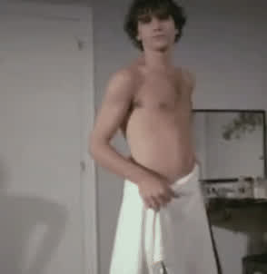 big dick brunette celebrity curly hair hairy cock naked towel vintage gif