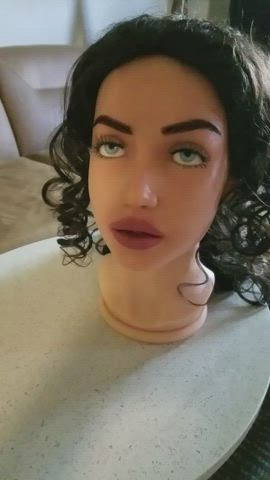 blue eyes brunette oral sex doll silicone gif