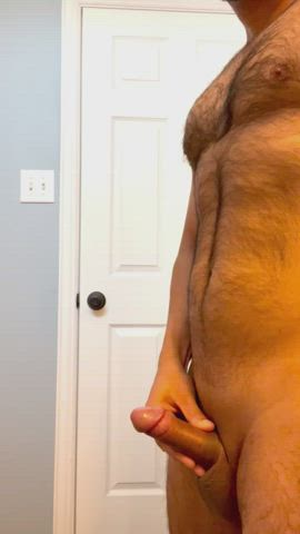 big dick foreskin masturbating gif