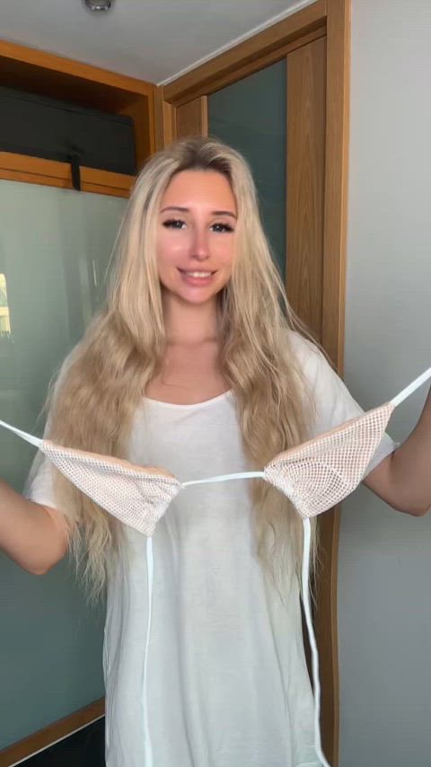 bikini blonde dirty blonde lingerie micro bikini slut gif