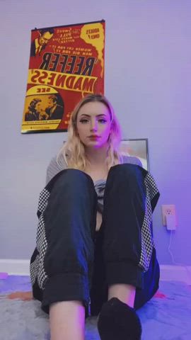 blonde busty latex gif