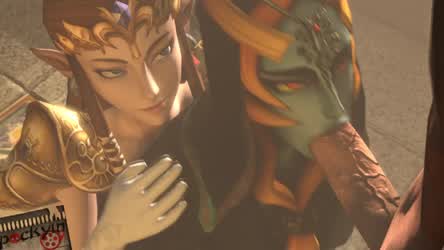 Animation Blowjob Elf Fantasy Monster Girl Threesome Voyeur gif