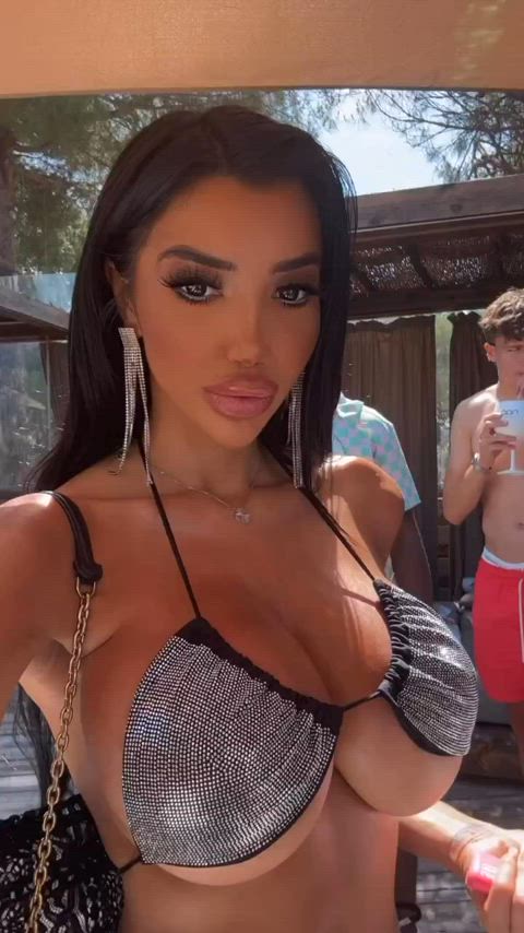 big ass big tits bikini british fake boobs fake tits party pool gif