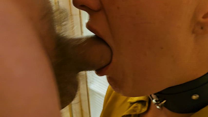 bdsm blowjob collared face fuck slave face-fucking gif