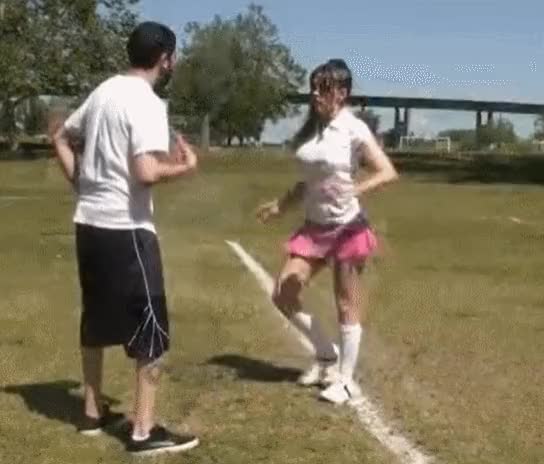 Amber Chase Kicking Nuts