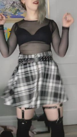 amateur big dick cock cute lingerie onlyfans sissy skirt solo trans gif