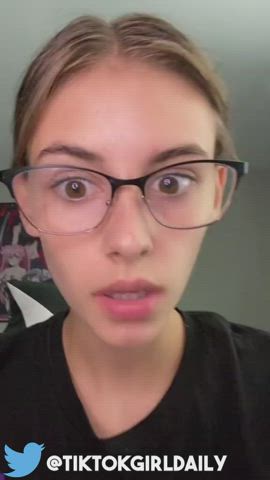 18 years old amateur big tits cute dancing glasses onlyfans teen tiktok titty drop
