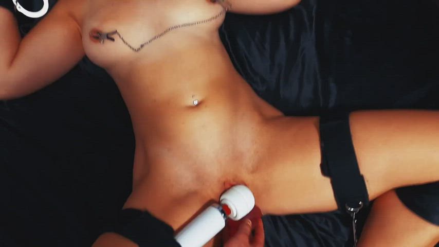 amateur bdsm big tits bondage forced gagged nipple clamps rough toys gif