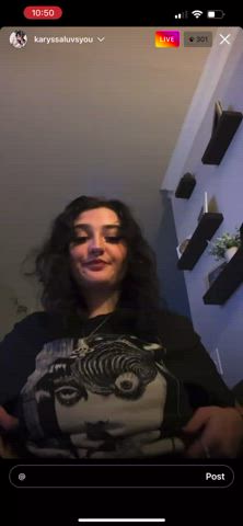brunette flashing tits gif
