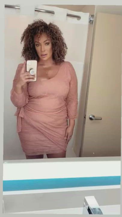 BBW Dress Mirror Wrestling gif